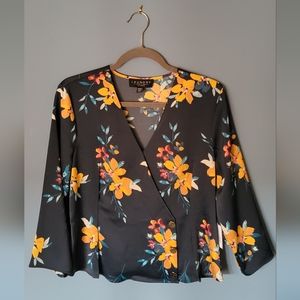 Laundry floral blouse with gold buttons size S NWT